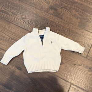 Cream Knit Ralph Lauren Sweater with Logo